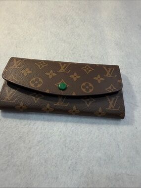 Monogram lv Continental Wallet in Brown with Green Snap